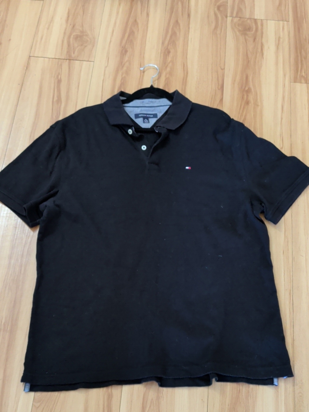 Tommy Hilfiger Black Men’s Polo with Signature Flag
